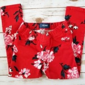 Old Navy toddler girl jegging floral red 3T pink